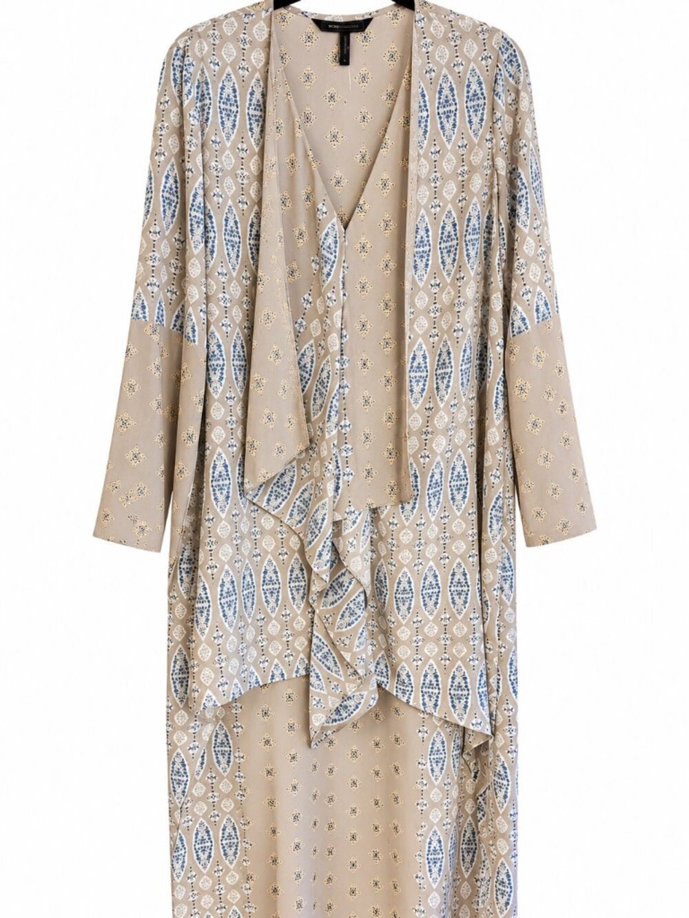 BCBGMAXAZRIA Kyndal Tapestry High Low Maxi Dress NWT L $248